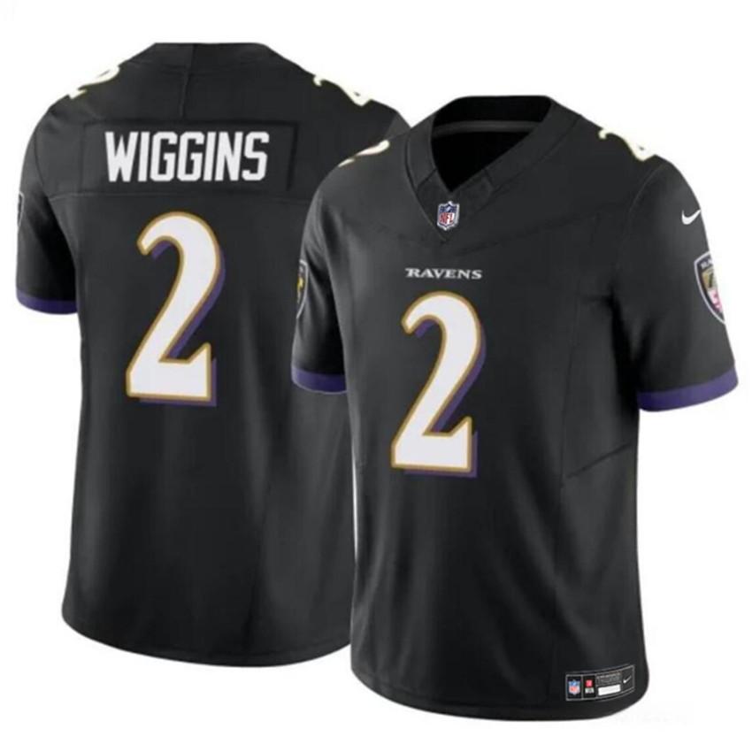 Youth Black Baltimore Ravens #2 Nate Wiggins 2024 Draft F.U.S.E Vapor Limited Football Jersey